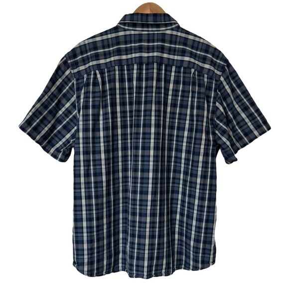Carhartt Men 2XL Loose Fit Blue Plaid Button Down Shirt Short Sleeve Workwear - Picture 7 of 9